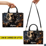 Personalized Witch Handbag with Purse, Custom Name Gothic Leather Bag Set for Women, Halloween Shoulder Bag, Witch Gift