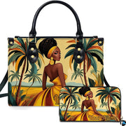 Personalized Black Women Leather Bag, Custom Name African Purses and Handbags Gifts for Mom Birthday Christmas Mothers Day