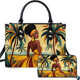 Tropical Woman Portrait Handbag with Golden Gown