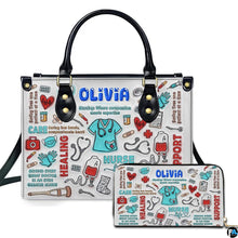 Personalized Nurse Leather Bag – Custom Medical Handbag & Purse Set with Name Gifts for Nursing Student Christmas Gift