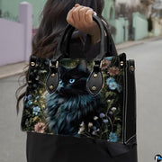 Black Cat Leather Bag – Vintage Cat Art Handbag, Stylish Animal-Themed Purse, Unique Gift for Cat Lovers