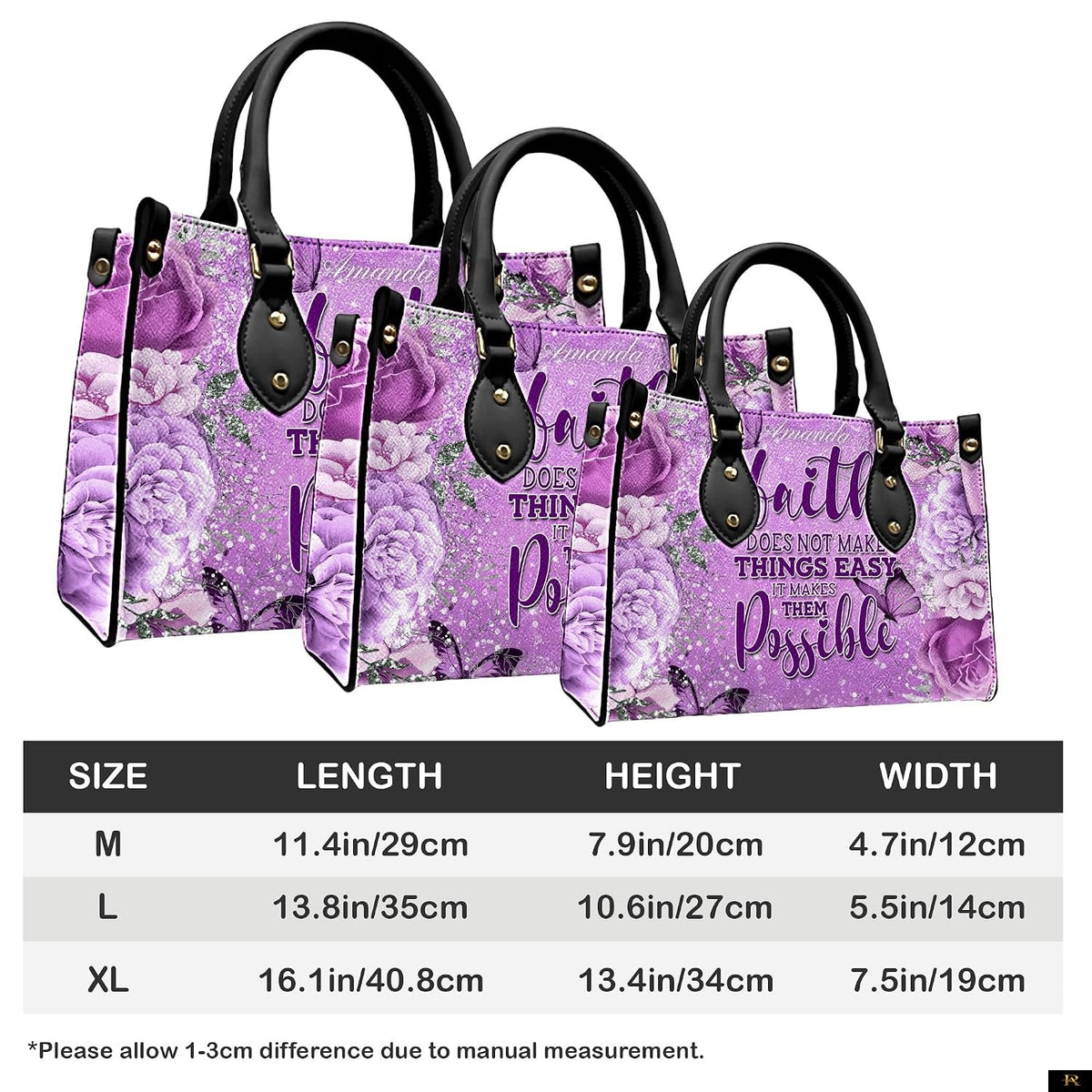PREAUREUM "{split_values}" Personalized {collection_title} Leather Handbag