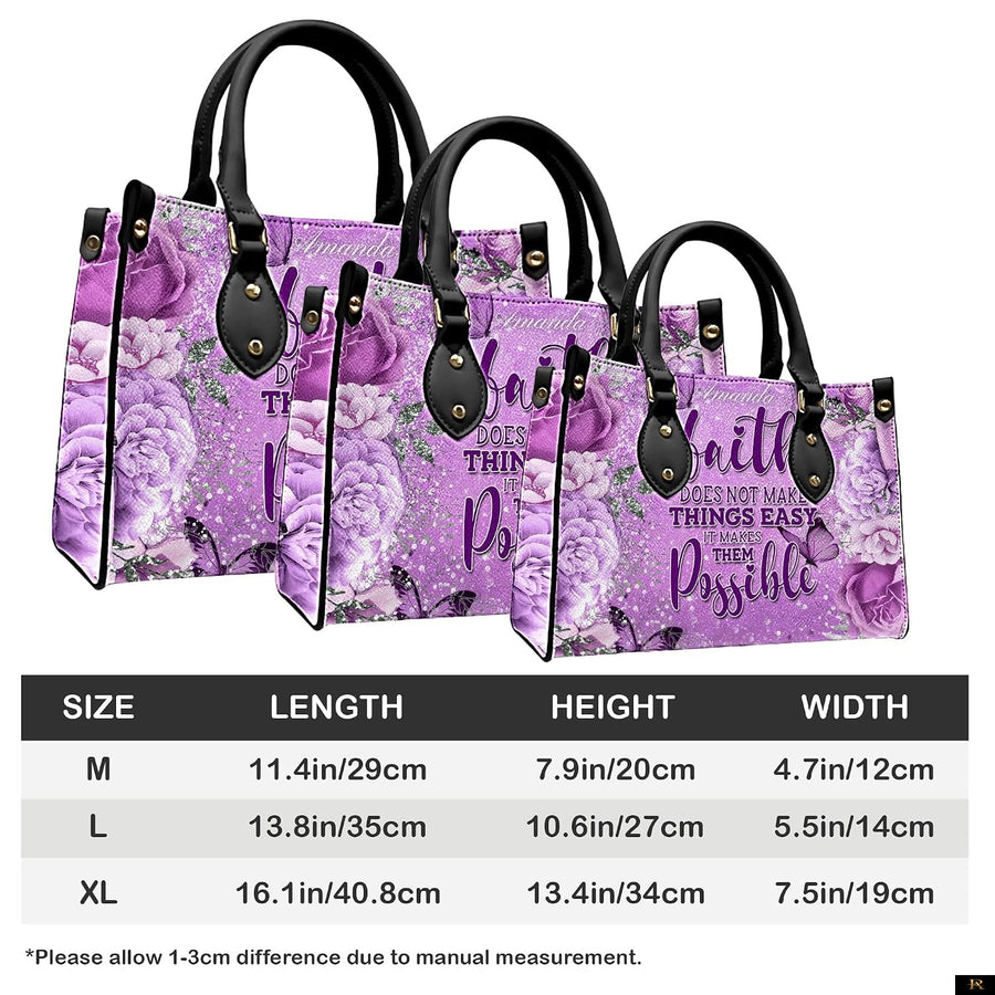 PREAUREUM "{split_values}" Personalized {collection_title} Leather Handbag