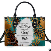 Personalized Abstract Gold Teal Animal Print Scripture Handbag