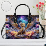 Personalized Dragon Leather Handbag, Fantasy Gothic Purse for Women, Mythical Shoulder Bag Gift for Dragon Lovers