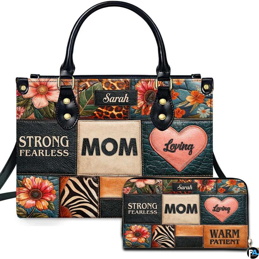 Personalized Leather Tote Bag and Purse for Mom Grandma, Custom Name Tote Bag, Birthday Gift for Mother, Grandma Gift Idea