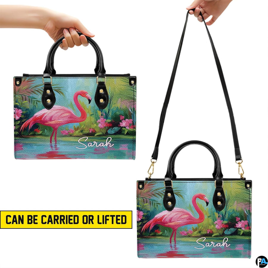 Interior view of the handbag displaying lining and spacious central compartment.