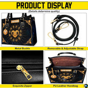 Matching zip wallet displaying coordinated golden horoscope wheel and ram head artwork.