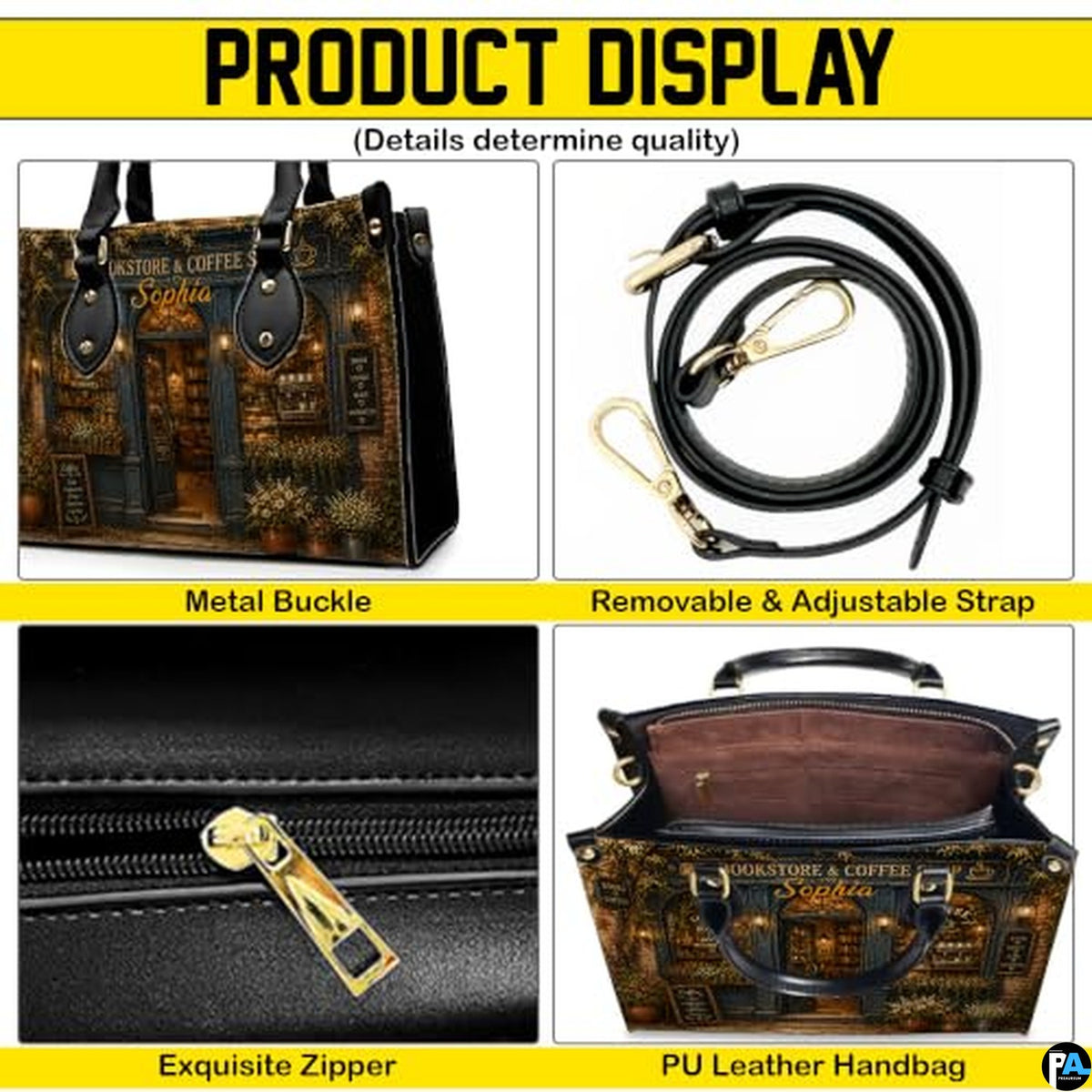 Bookstore Leather Bag, Book Purse for Book Lovers, Shoulder Bag
