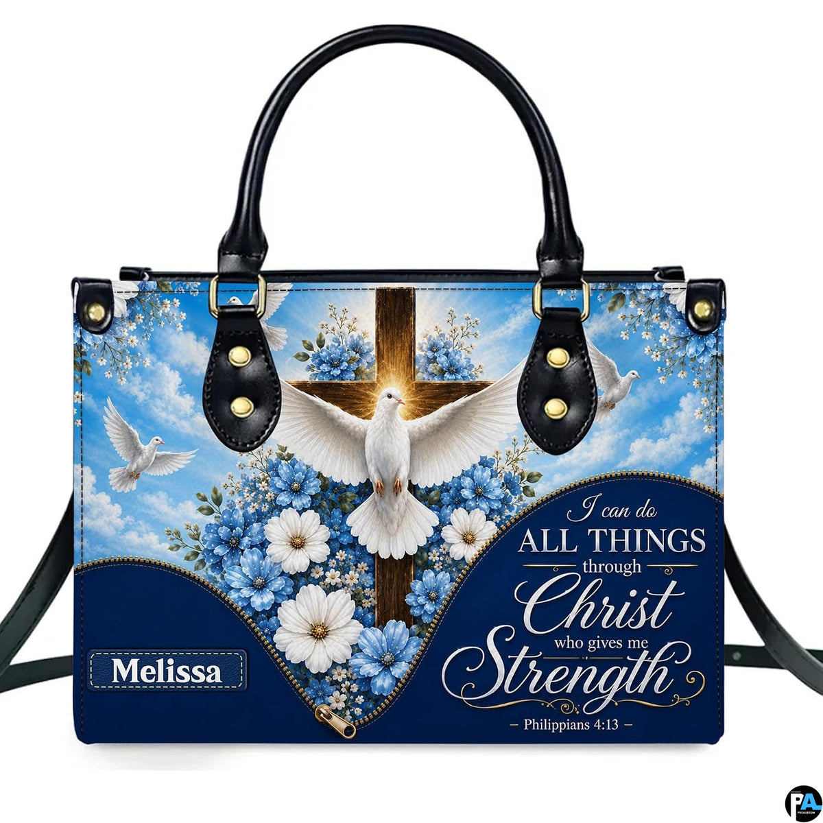 Personalized Christian Floral Handbag for Religious Gift