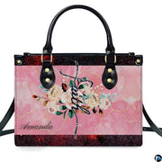 Personalized Flower Floral and inspirational text Handbag
