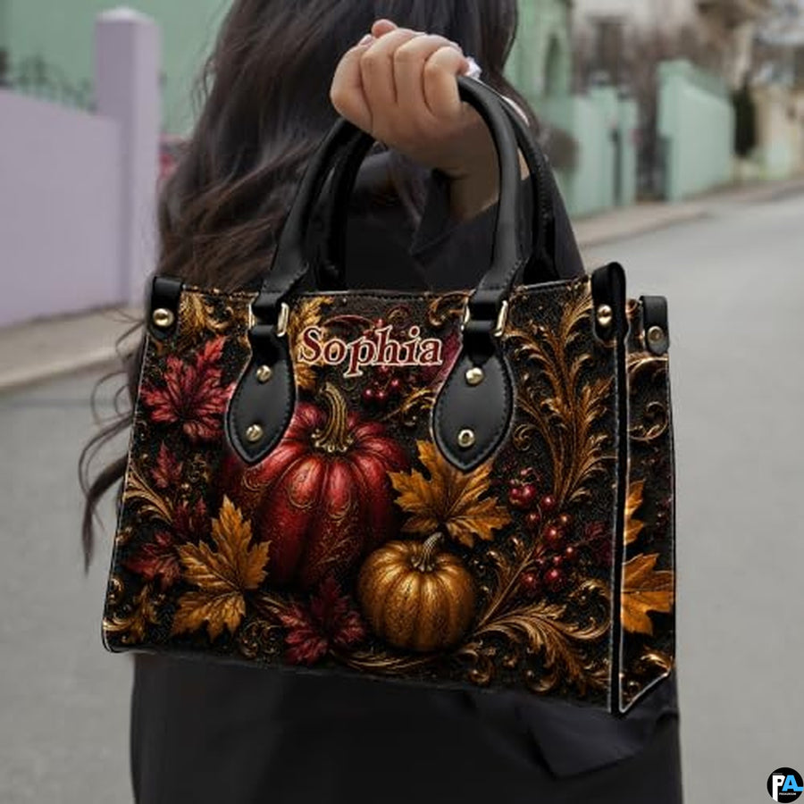 Personalized Halloween Gothic Leather Handbag Custom Raven Black Cat Purse Dark Fantasy Shoulder Bag Gift for Women