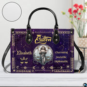 Celestial Scales Satchel Handbag resting on white surface beside floral vase with circular texture inset.