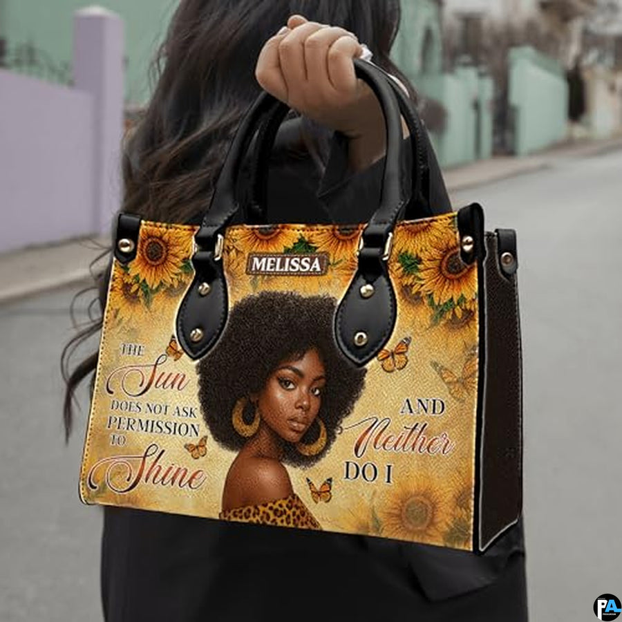 Personalized Leather Handbag for Black Women, Custom African Purse Bag Set, Birthday Meaningful Gifts for Mom, Friend
