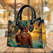 Personalized Black Women Leather Bag, Custom Name African Purses and Handbags Gifts for Mom Birthday Christmas Mothers Day