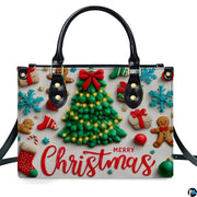 Personalized Christmas Tree Gingerbread Scene Handbag for Holiday Gift