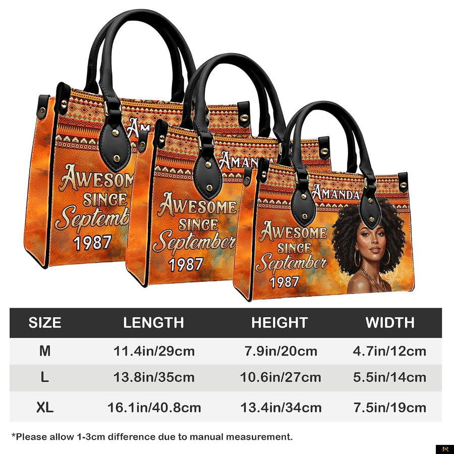 PREAUREUM "{split_values}" Personalized {collection_title} Leather Handbag