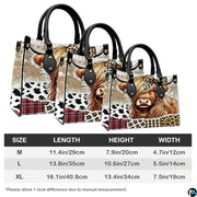 Highland Cow Leather Handbag Custom Cow Purse for Women Country Farm PU Leather Tote Gifts for Farmers Girls Mom Gift
