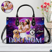 Matching zip wallet featuring the coordinated dogs, disco sphere, and neon digital horizon.