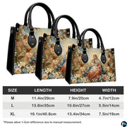 Size reference chart showing medium, large, and extra-large handbag dimensions