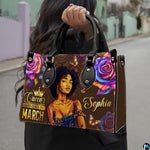 Personalized Black Women Leather Bag, Custom Name African Purses and Handbags Gifts for Mom Birthday Christmas Mothers Day