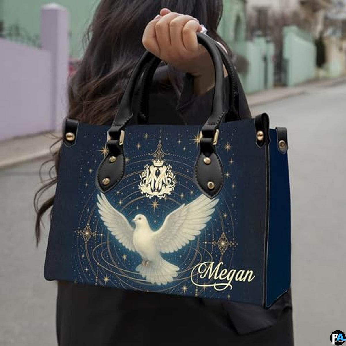 Custom Catholic Virgin Mary Leather Bag, Personalized Name Handbags and Purses for Christian Women Religious Bag Gifts