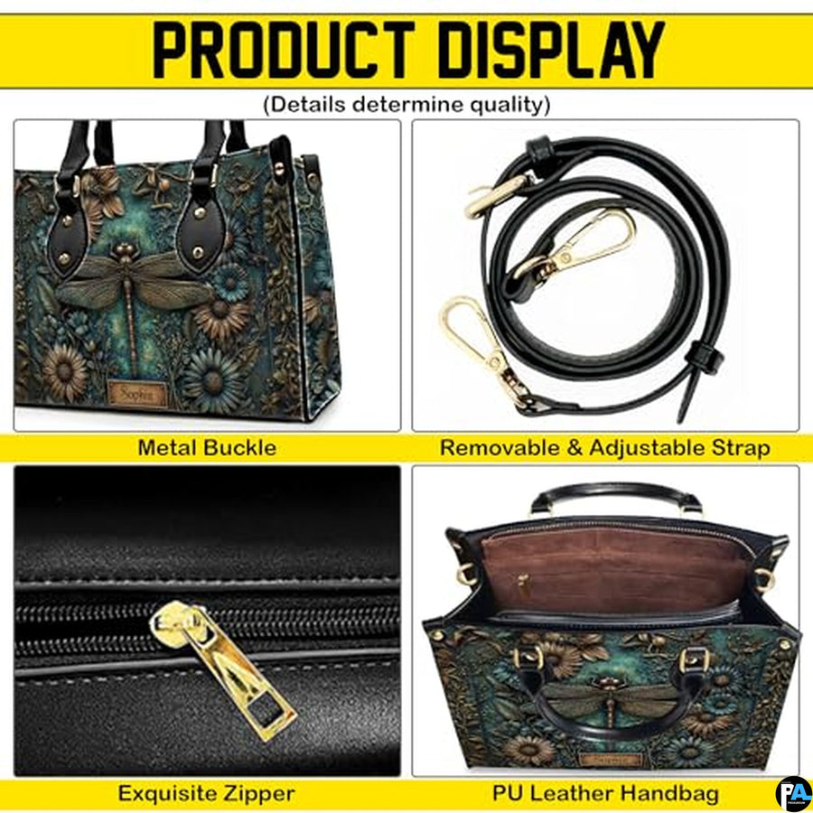 Personalized Halloween Leather Handbag – Custom Witch 3D Printing Effect Purses For Women – Spooky Gothic Shoulder Bag