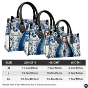 Dimension diagram showing medium, large, and extra-large handbag measurements.