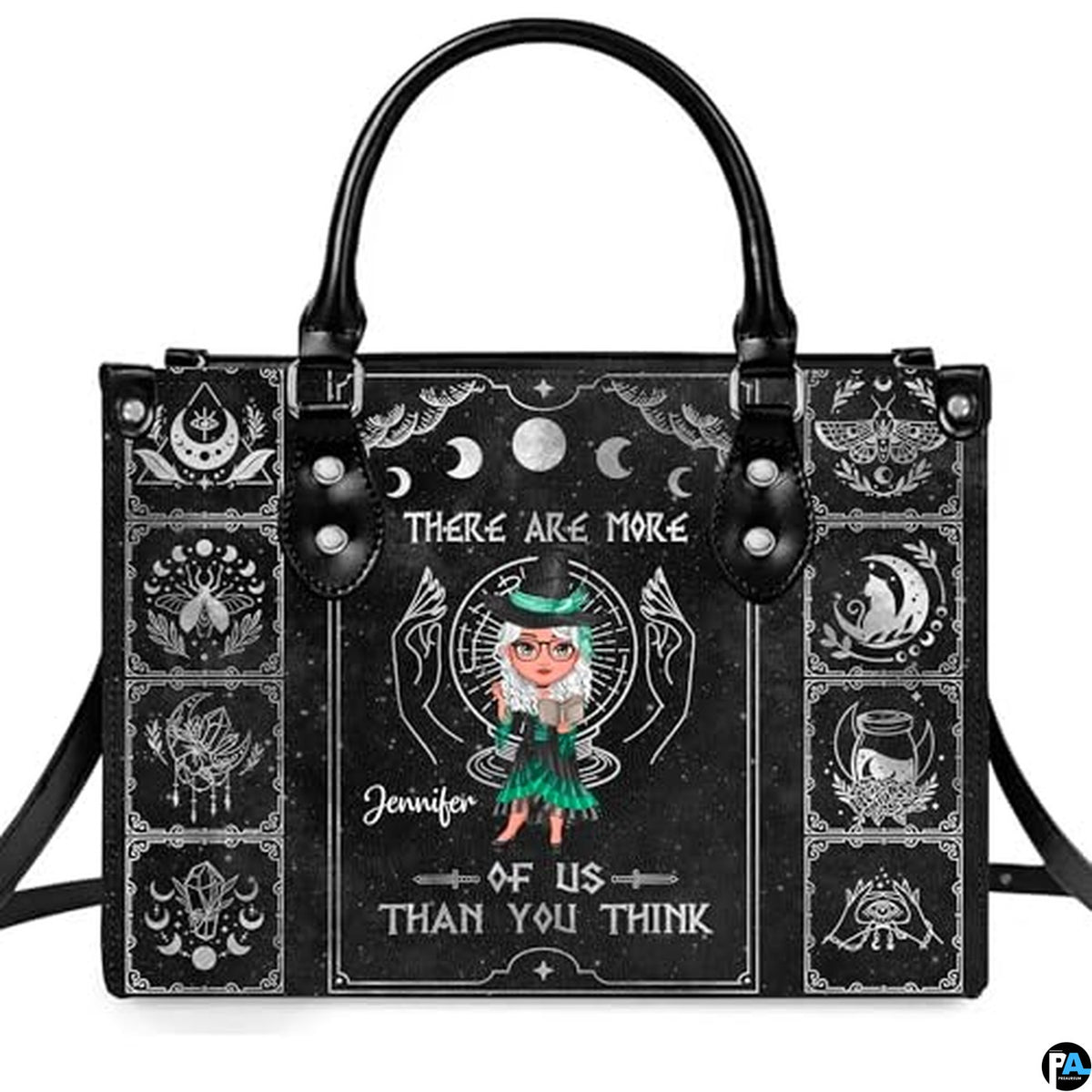 Personalized Witch Leather Bags, Halloween Purses For Women, Witch Art Bag, Spooky Halloween Purses, Holiday Gifts