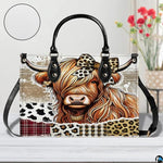 Highland Cow Leather Handbag Custom Cow Purse for Women Country Farm PU Leather Tote Gifts for Farmers Girls Mom Gift