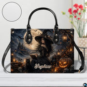 Personalized Witch Handbag with Purse, Custom Name Gothic Leather Bag Set for Women, Halloween Shoulder Bag, Witch Gift