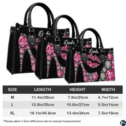 Product dimension graphic illustrating M, L, and XL measurements for this sparkling accessory.