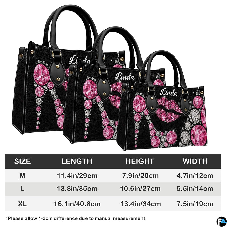 Product dimension graphic illustrating M, L, and XL measurements for this sparkling accessory.