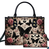 Gothic Black Butterfly Antique Rose Floral Parchment Design