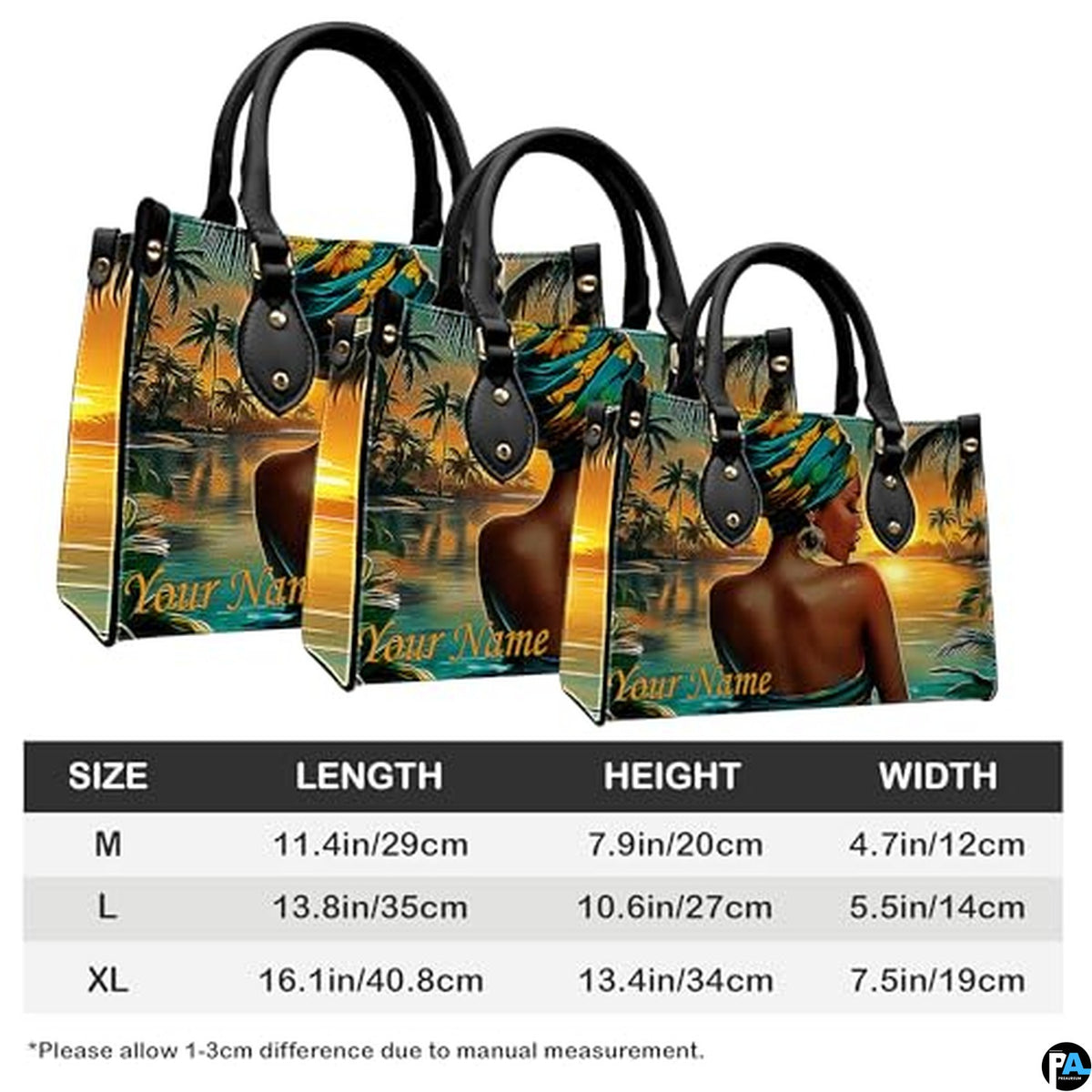 Personalized Black Women Leather Bag, Custom Name African Purses and Handbags Gifts for Mom Birthday Christmas Mothers Day