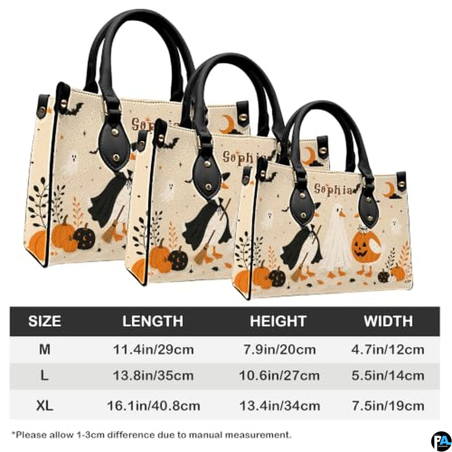 Personalized Halloween Gothic Leather Handbag Custom Raven Black Cat Purse Dark Fantasy Shoulder Bag Gift for Women