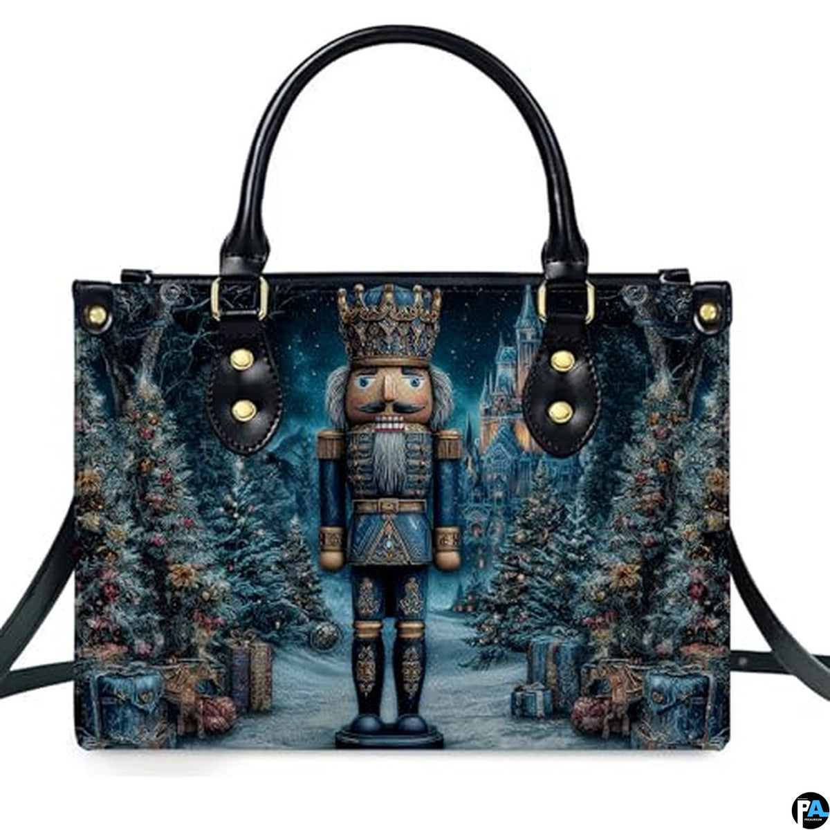 Personalized Tree winter wonderland with a nutcracker Handbag