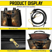 Black Cat Leather Bag – Vintage Cat Art Handbag, Stylish Animal-Themed Purse, Unique Gift for Cat Lovers