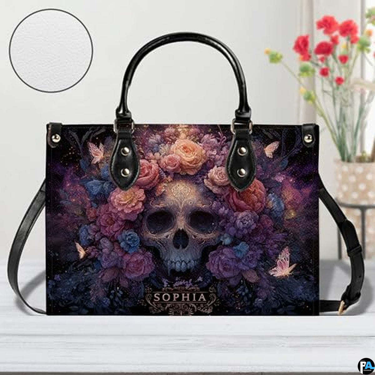 Personalized Halloween Leather Handbag – Custom Witch 3D Printing Effect Purses For Women – Spooky Gothic Shoulder Bag