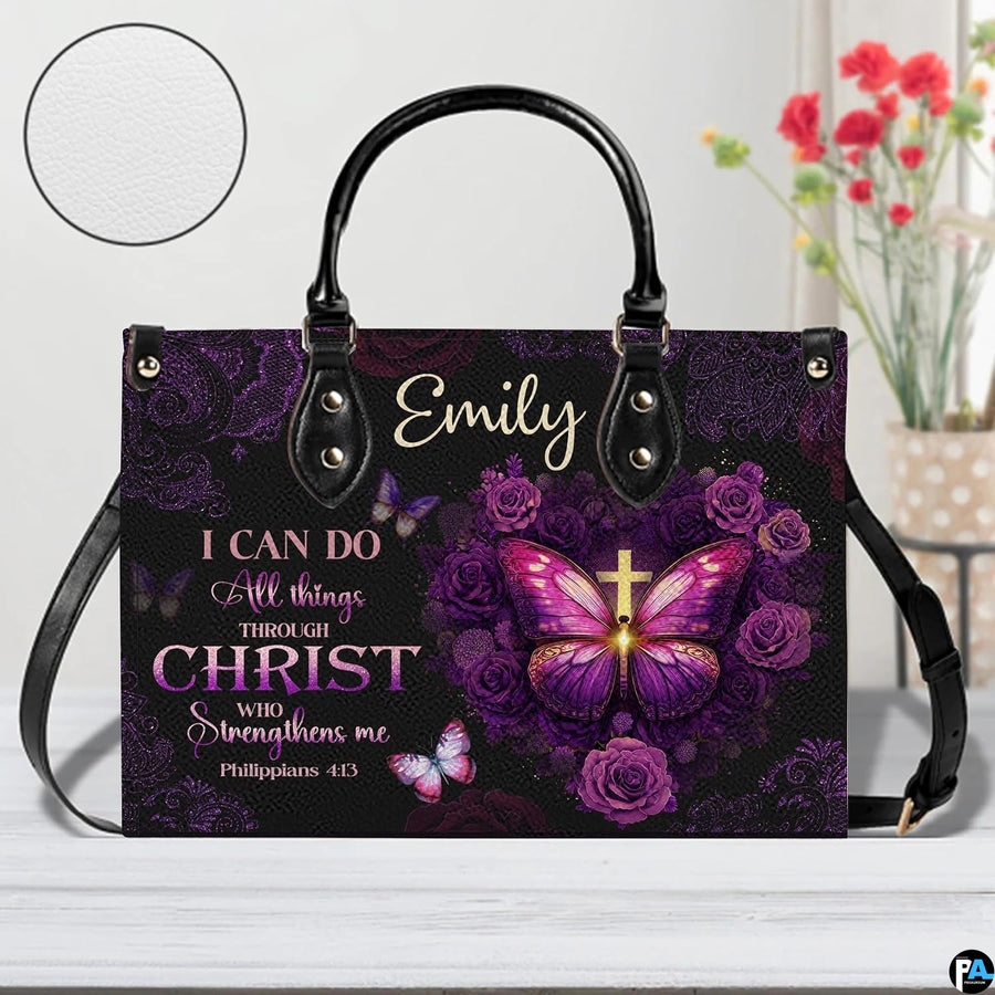 Lifestyle model perspective illustrating natural drape and proportion of the purple floral scripture accessory ensemble