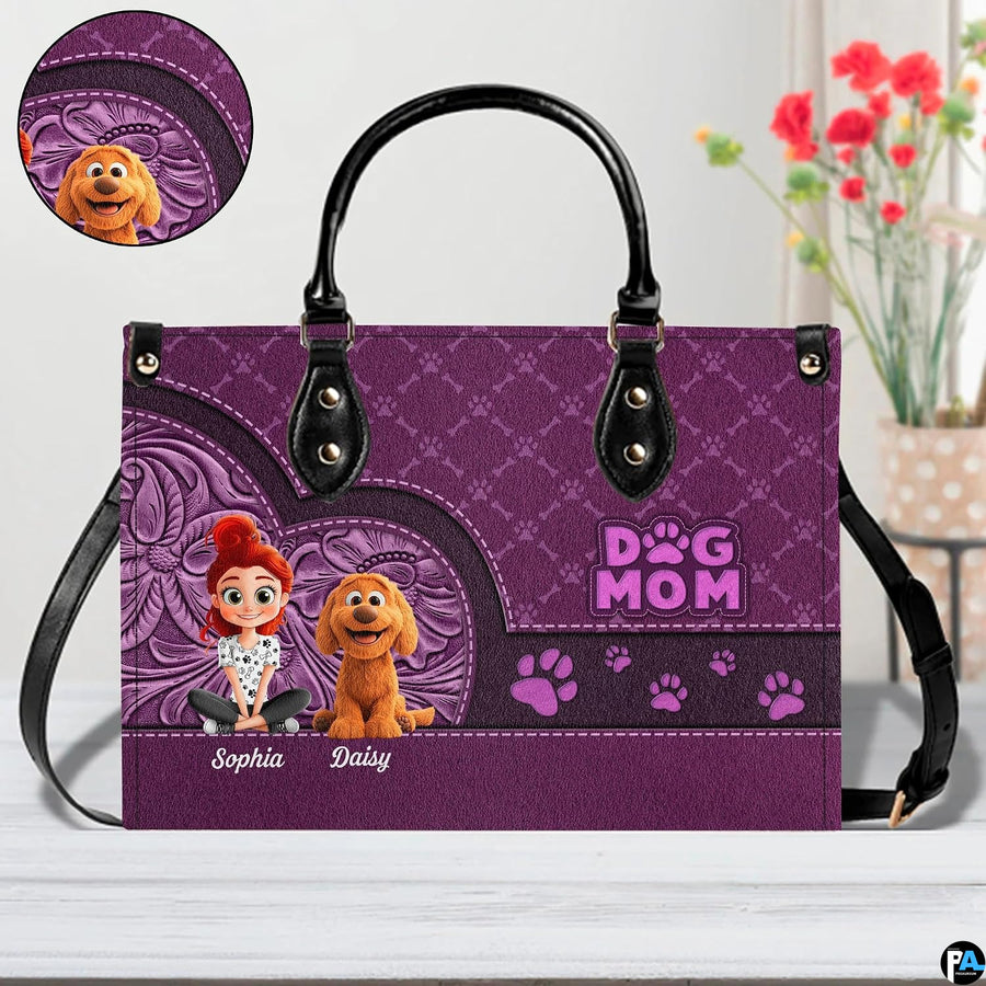 Detailed view of matching purple floral pet lover zippered wallet