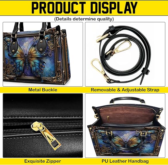 PREAUREUM "Steampunk Style" Personalized Butterfly Leather Handbag