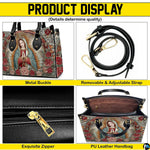 Side hanging view highlighting sturdy handle attachments and structured shape.