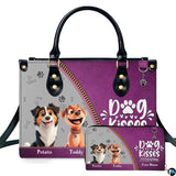Cartoon Canine Duo Purple Handbag and Matching Wallet Set