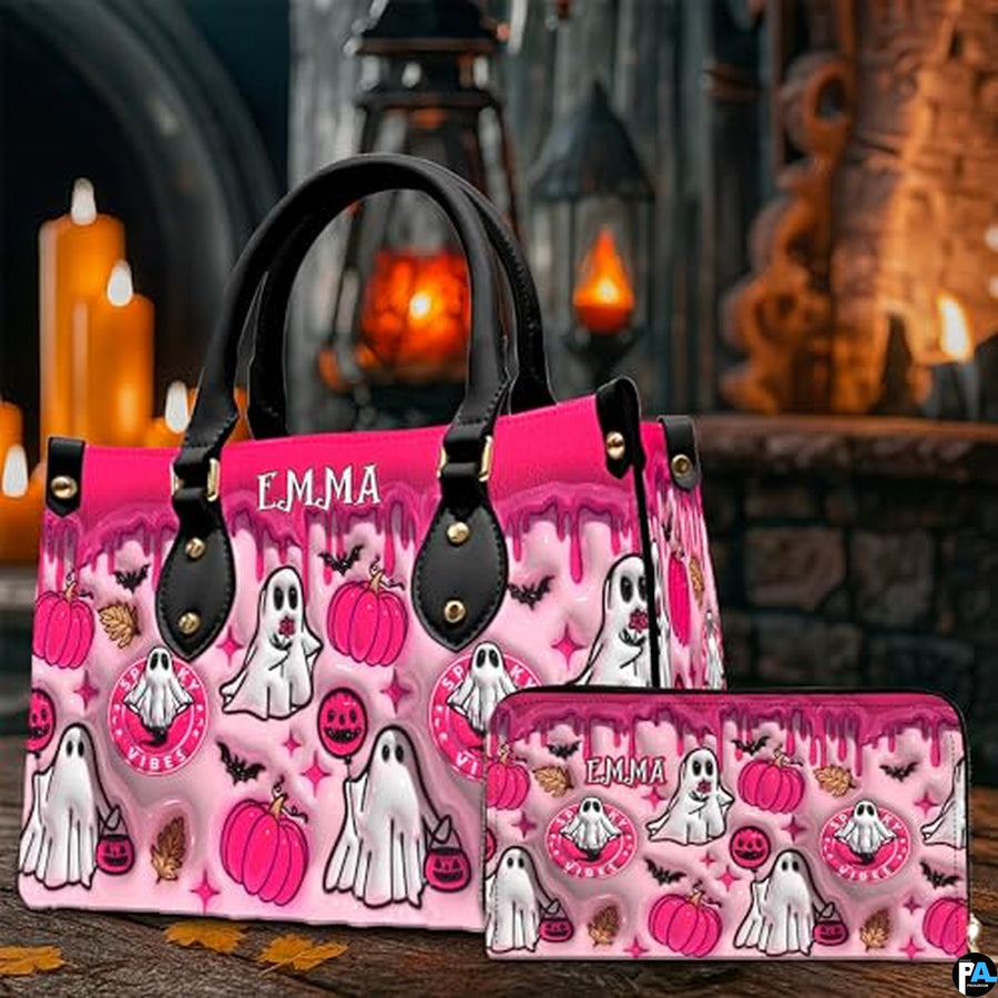 Personalized Witch Leather Bags, Halloween Purses For Women, Witch Art Bag, Spooky Halloween Purses, Holiday Gifts