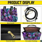 Interior view of open tote handbag showing spacious lining and compartments