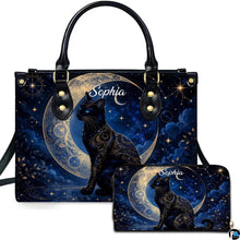 Black Cat Leather Bag – Vintage Cat Art Handbag, Stylish Animal-Themed Purse, Unique Gift for Cat Lovers