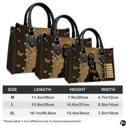 Size comparison chart detailing dimensions for medium, large, and extra large silhouette handbags.