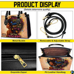 Close-up feature panel for crowned portrait handbag