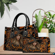 Personalized Halloween Leather Handbag – Custom Witch 3D Printing Effect Purses For Women – Spooky Gothic Shoulder Bag